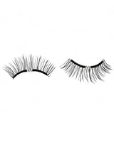 False eyelash strips, dark with curved band