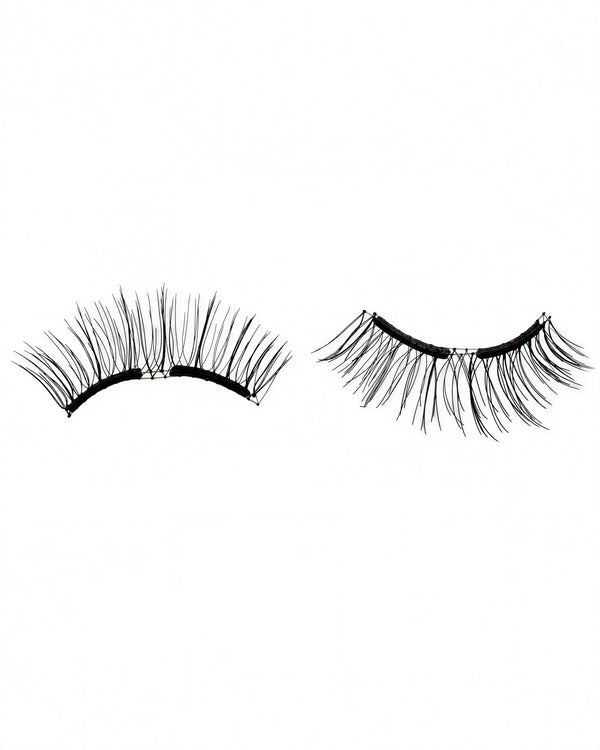 False eyelash strips, dark with curved band