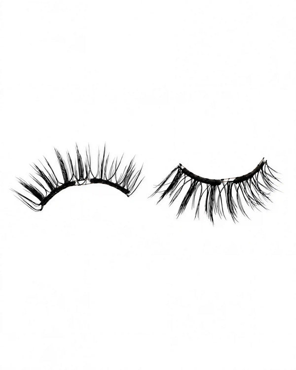 Magnetic eyelash pair, wispy black lashes with curved band