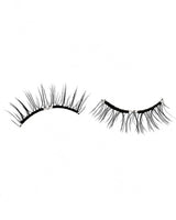Pair of black reusable magnetic lashes with curled wispy fibers