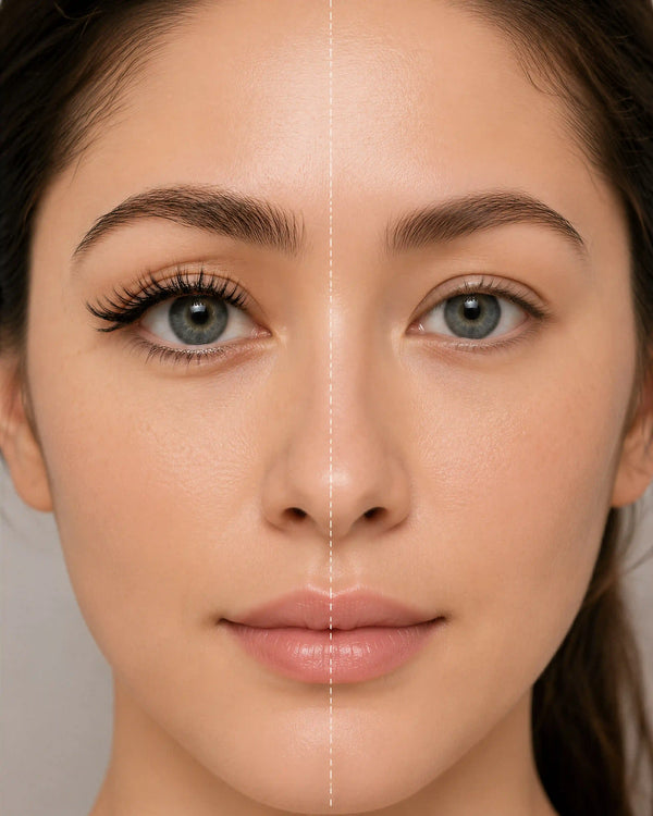Magnetic eyelash extensions on a woman’s eyes, natural curl