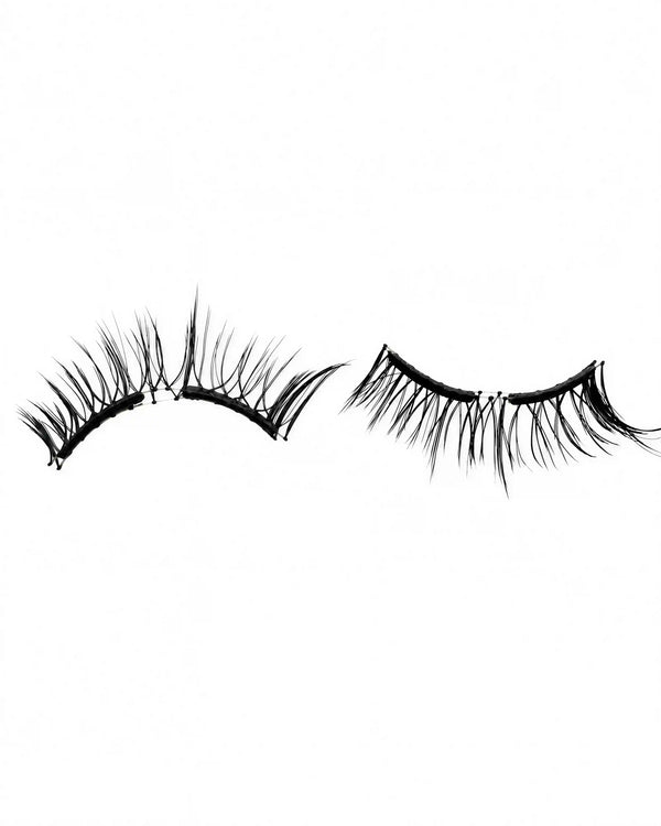 Magnetic eyelash strip pair with curved lash tips