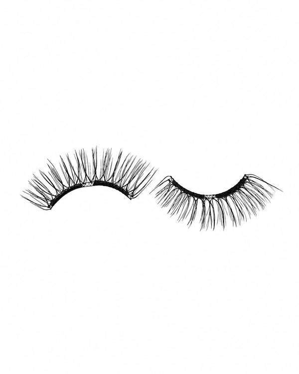 Pair of curved strip magnetic false eyelashes, long dense black