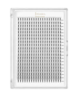 Mixed eyelash extension tray with 8–15 mm cluster rows and length labels