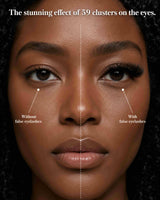 Close-up of eyes with eyelash clusters for a fuller lash look