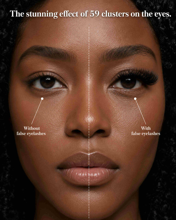 Close-up of eyes with eyelash clusters for a fuller lash look