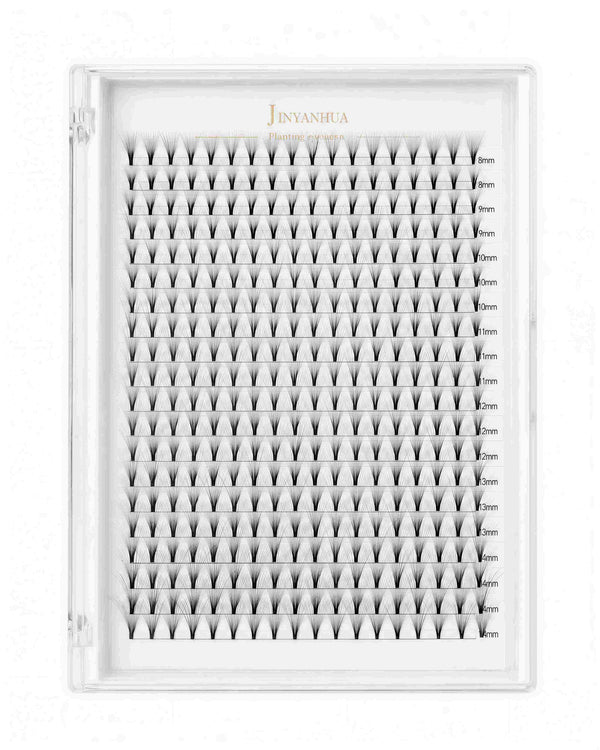 Mixed eyelash extension strip assortment in clear case with multiple lash rows