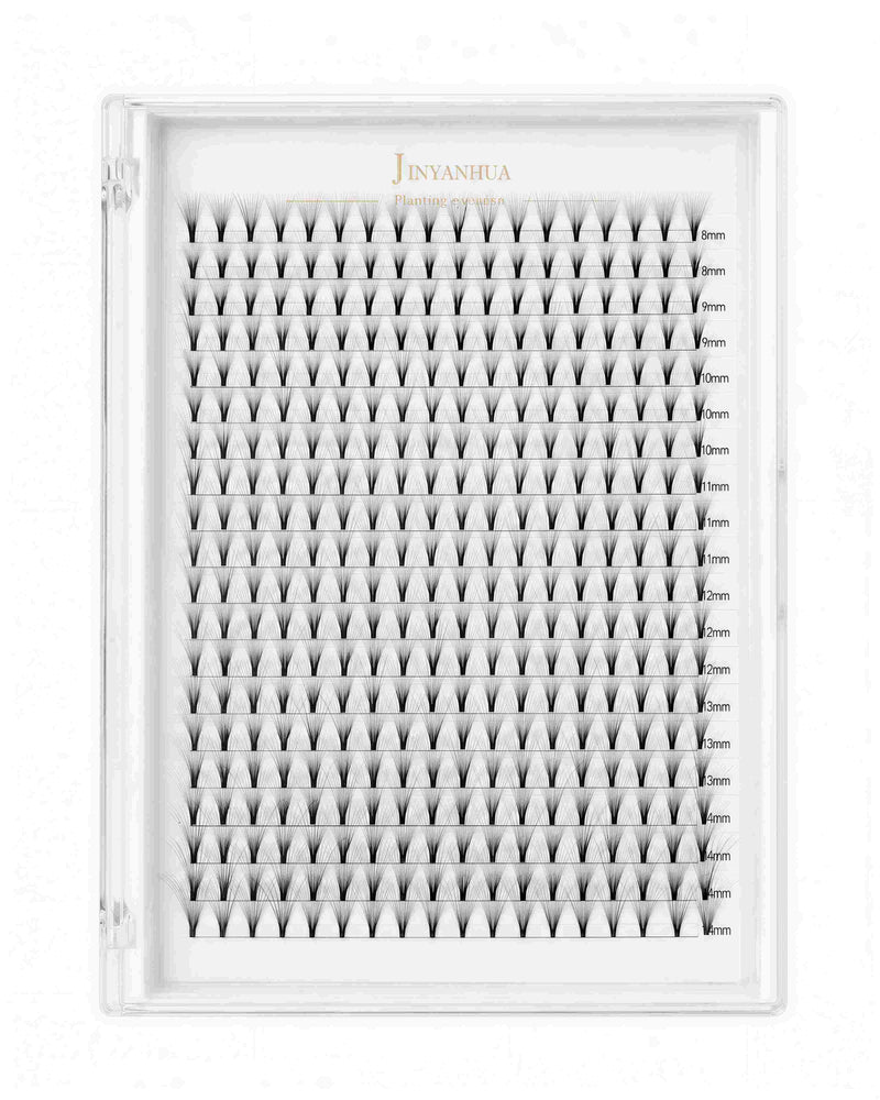 Mixed eyelash extension strip assortment in clear case with multiple lash rows