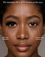 Eyelash extensions on eyes comparison: with and without false lashes