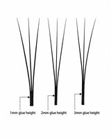 3D cluster eye lashes with 1–3mm glue height bands