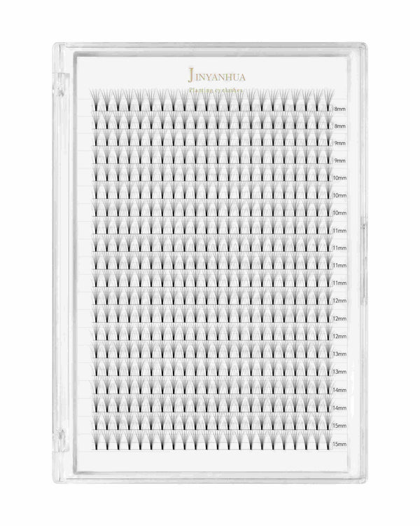 False eyelash extension tray with assorted lash strips in clear case