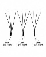 False eyelash clusters in mixed lengths, 1mm 2mm 3mm glue base tips