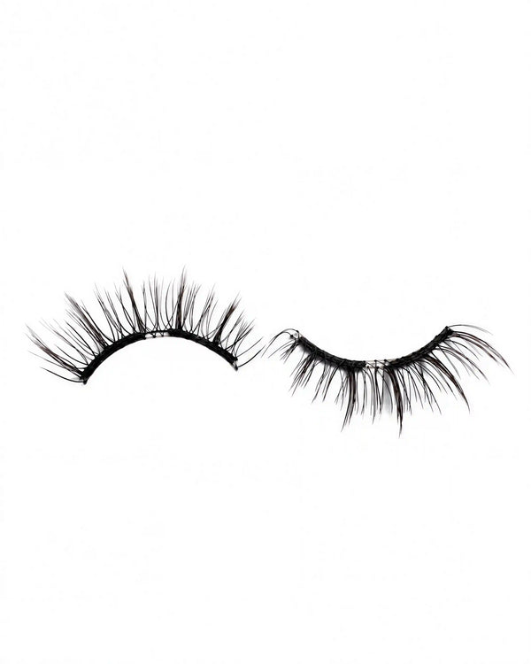 Black magnetic false eyelashes, single pair with curved lash band