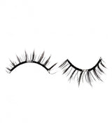 Pair of black magnetic fake lashes with curved band and tapered lash fibers