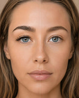 False eyelashes applied on blue eyes, natural winged look