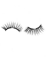 Pair of dark false eyelashes with micro-magnet base, two curved lash bands