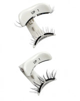 False lashes on white applicators, marked up and down