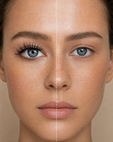 Voluminous false lashes on blue eyes with defined curl and lift