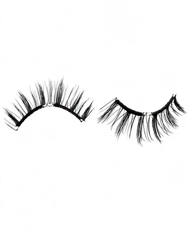 Long black magnetic eyelashes with curved lash band
