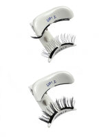 Magnetic eyelash set with two curved pieces, UP and DOWN labels