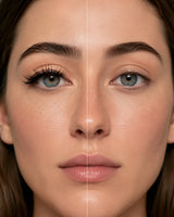 False eyelashes on model's eyes, enhancing a long black lash line